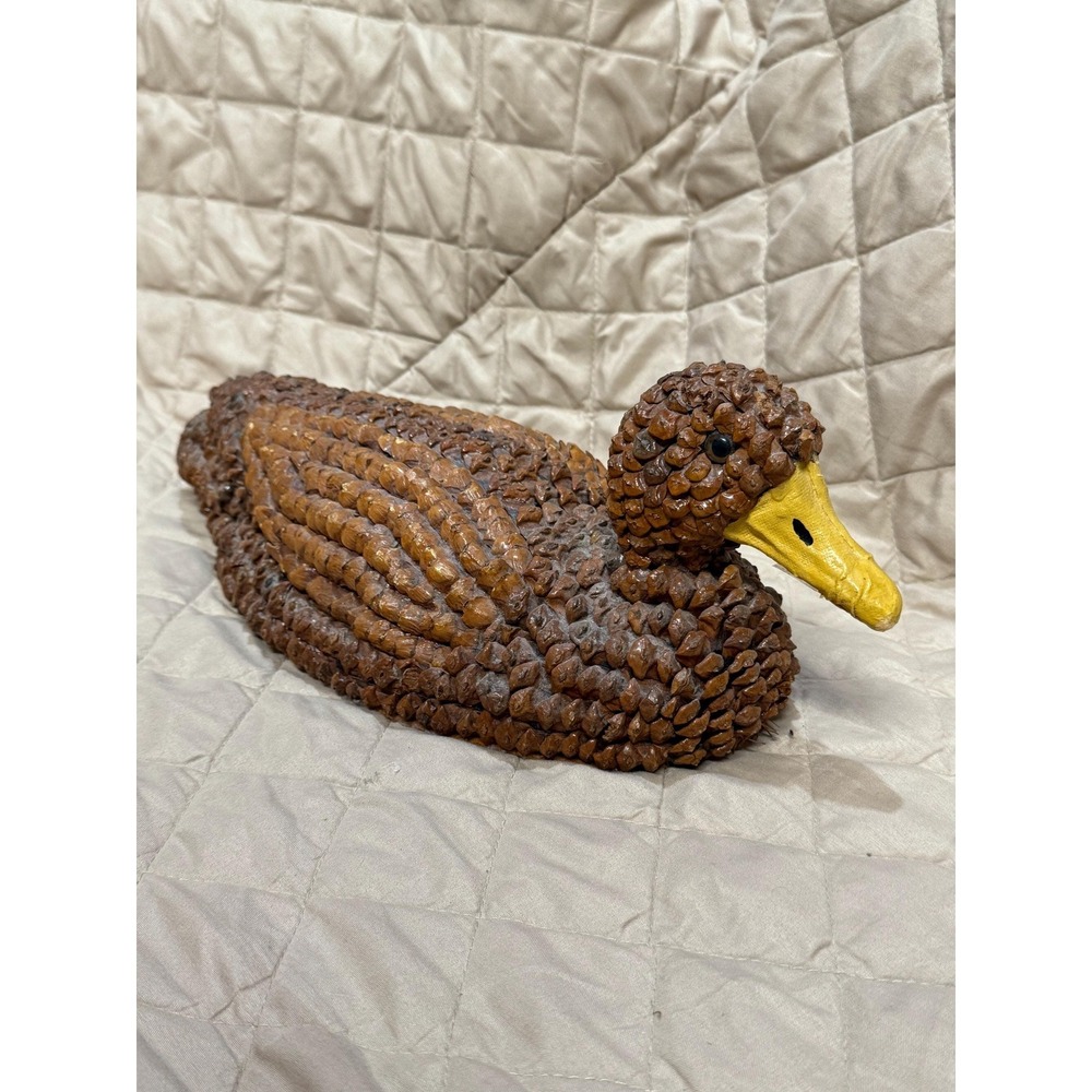 Vintage Duck‎ Figurine Made From Pieces of Pinecones.